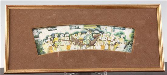 A 19th century Indian gouache on ivory, 2.5 x 9.5in.